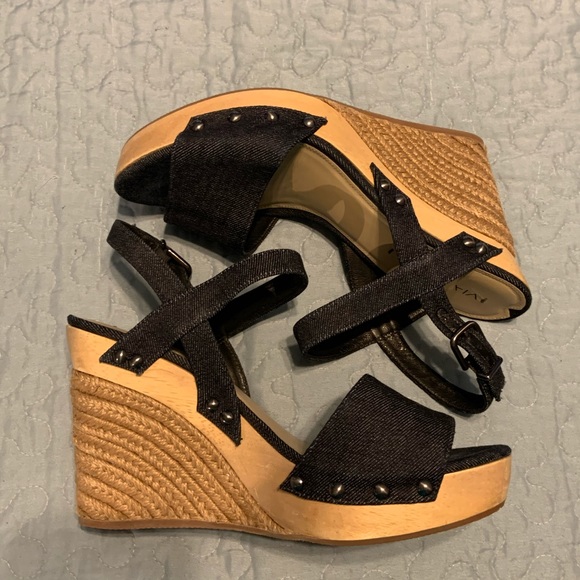 Sandales à Talon Compensé Via Spiga Karla – Cuir, Taille 39-40 (US 9.5), Neuf